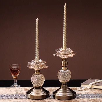 

style simple candle stand, romantic candlelight dinner, crystal glass, wedding decoration, model room, soft furnishings