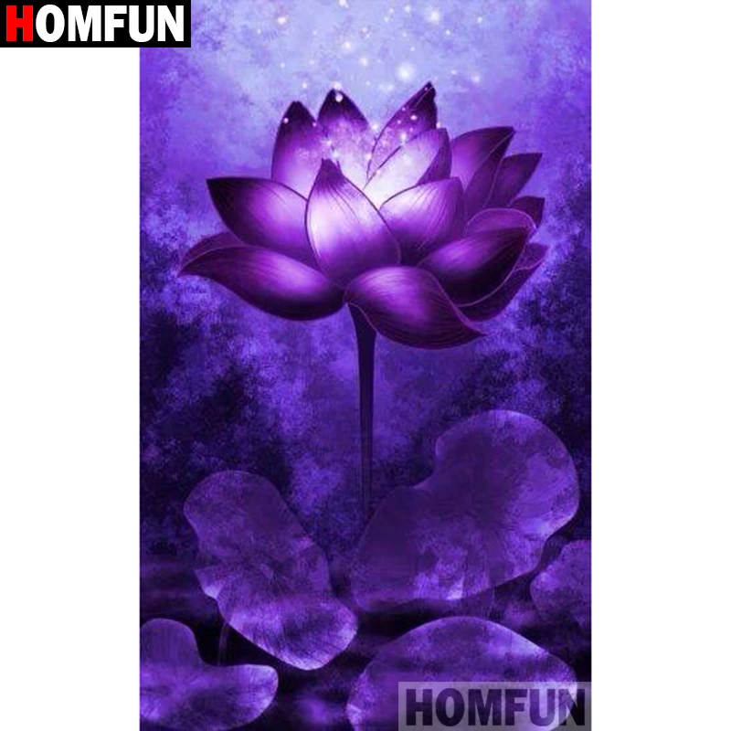 Алмазная 5d-картина HOMFUN фиолетовый лотос вышивка крестиком с полными