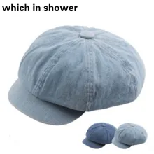 Однотонные джинсовые береты для женщин, Повседневная джинсовая шапка для художника, модная весенне-Осенняя шапка Newsboy, винтажная зимняя шапка с козырьком