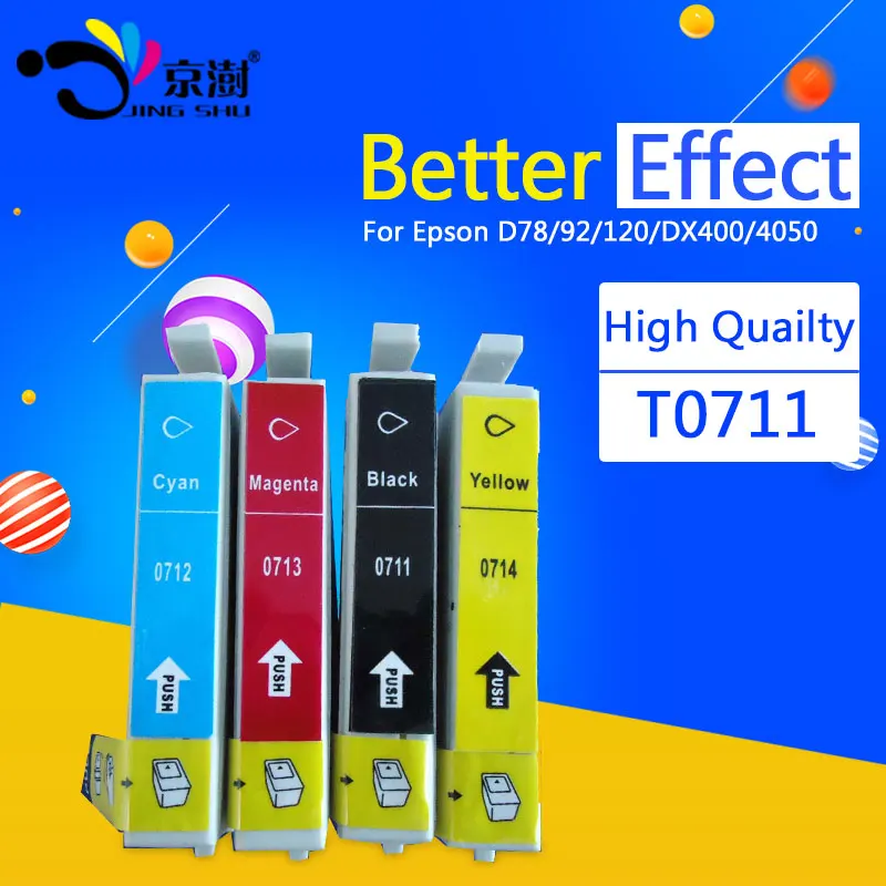 4 шт. чернильные картриджи T0711 T0712 T0713 T0714 для Epson D78 92 120 DX4000 4050 4400 5000 5050 6000 6050 7000F 7450 8400