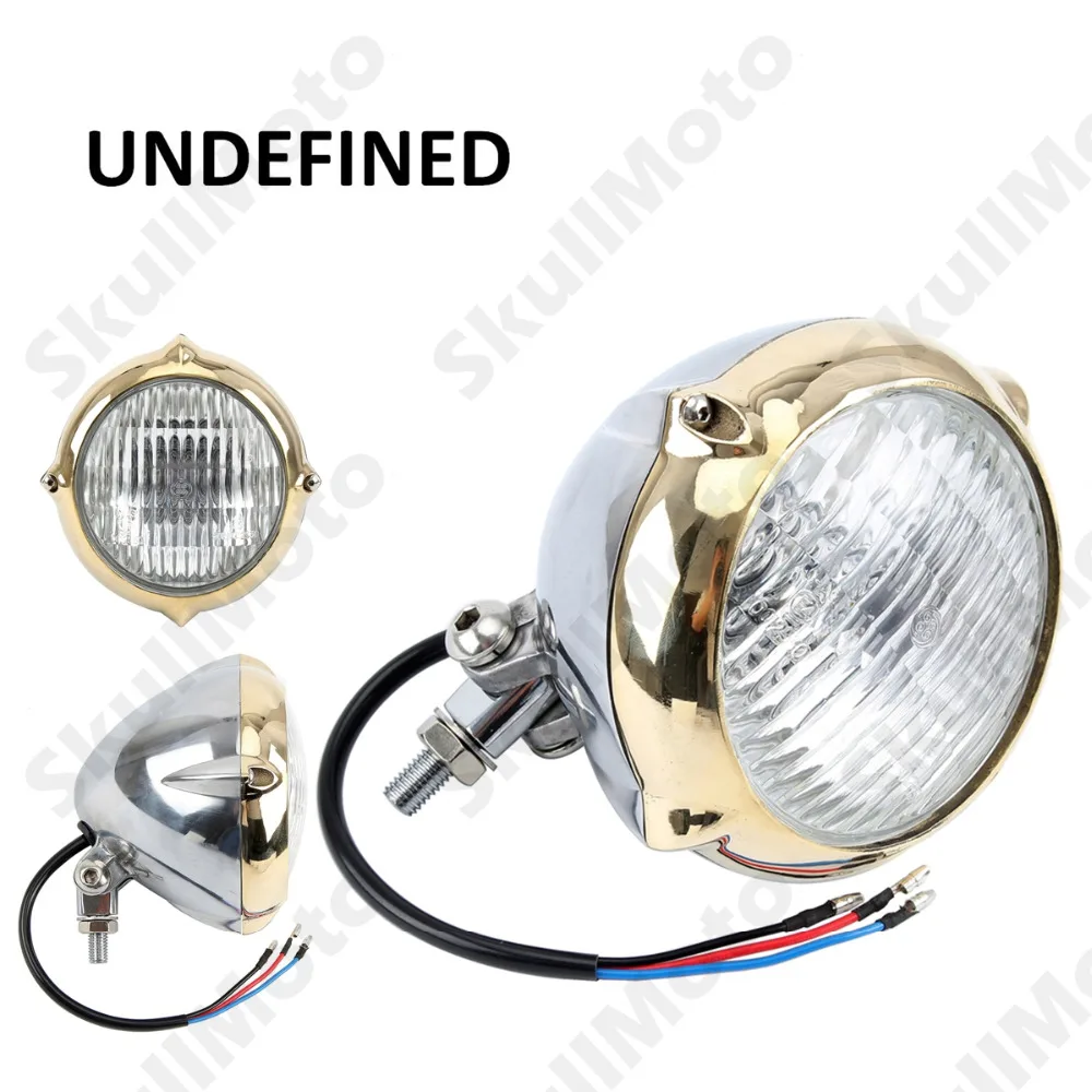 

Motorcycle Bike High Quality Aluminium 5.5" Chrome Vintage Headlight 10mm For Cafe Racer Old School Copper Ring UNDEFINED