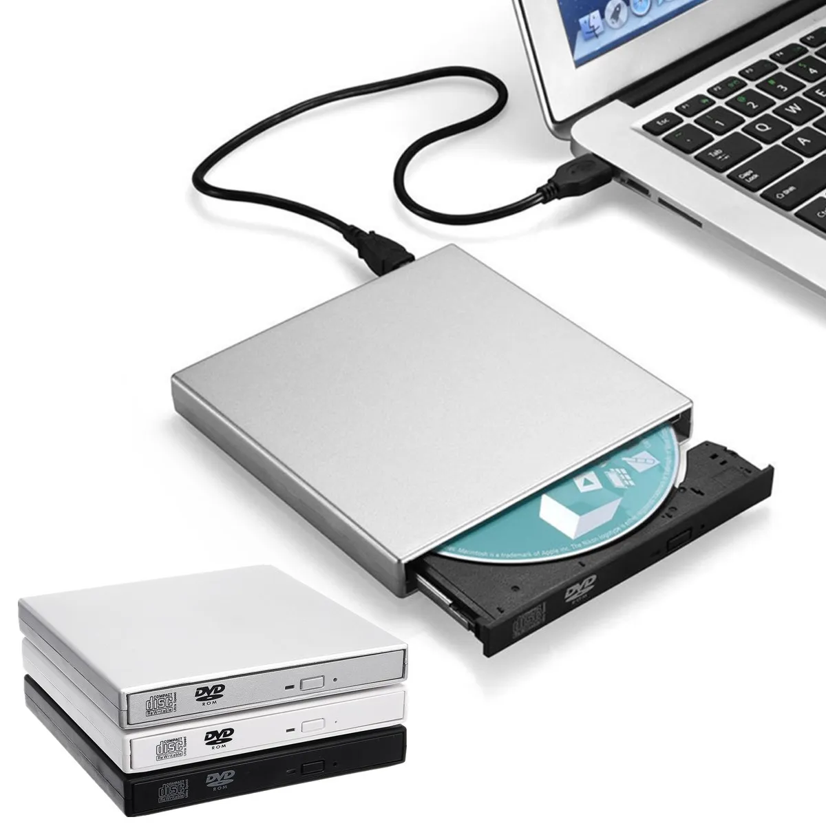 S SKYEE External Optical Drive Combo USB 2.0 CD/DVD-ROM CD-RW Player Burner Slim Portable Reader Recorder for Laptop PC