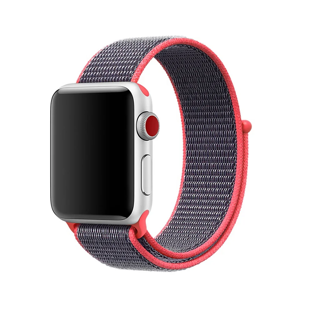 Спортивный ремешок для Apple Watch серии 5 4 44 мм 40 мм Тканый нейлоновый ремешок для Apple Watch 42 мм 38 мм серия 3 2 - Цвет ремешка: Bright pink