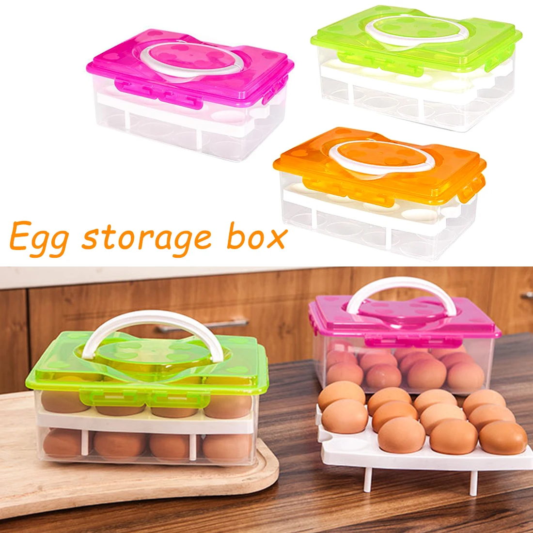 24 Grids Convenient Egg Food Storage Box Kitchen Refrigerator Anti-Collision Tray Container Accessories Supplies Cases