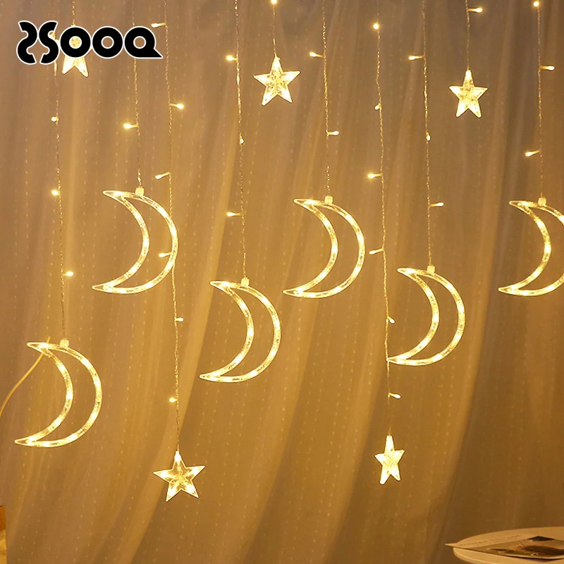 

3.5m Moon Star Led Curta Garland String Light Copper Wire Fairy Home Decor USB Battery Operated Led Festoon Light Chain LSL076