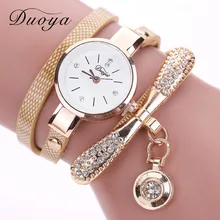 Relojes de pulsera de marca duoya para mujer, reloj de pulsera de lujo de cristal dorado a la moda de cuarzo, reloj Vintage para damas, Dropshipping