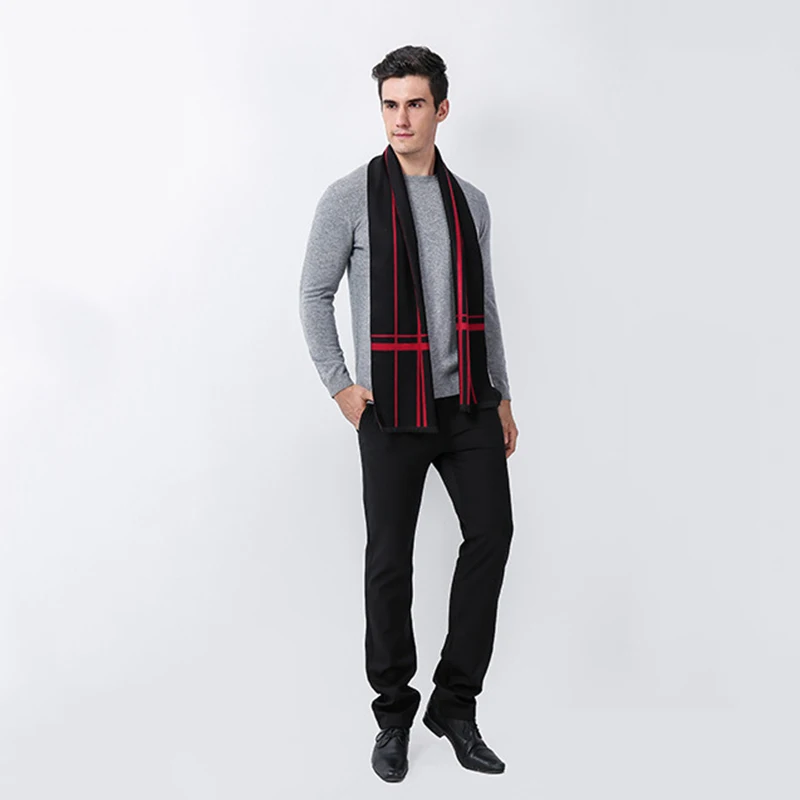 Модный мужской деловой шарф, повседневные толстые шерстяные шарфы, европейский стиль, теплый шарф, имитация кашемира, шарфы
