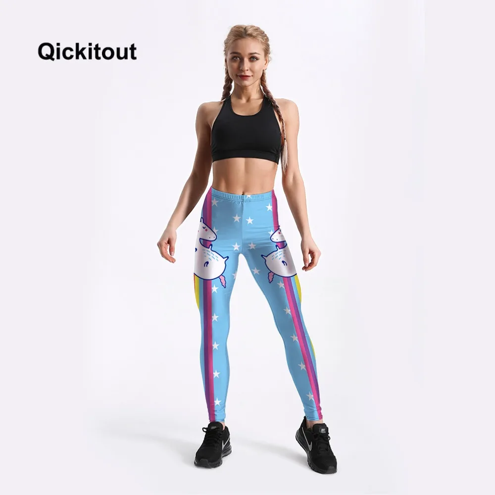Qickitout леггинсы для фитнеса женские Леггинсы Радуга мультфильм прекрасный