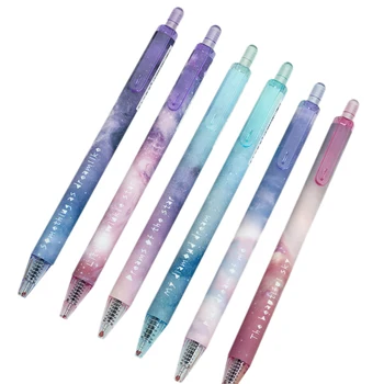 

6Pcs/Set New Night Star Gel Pens Speed Dry Suit Press Neutral Signature Pen Kawaii School Supplies 0.5Mm Black Refill