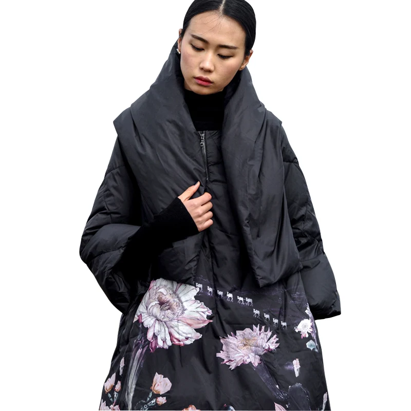 The 2019 winter jackets are 90% white duck down with colorful print overcoats and hoodies to keep warm