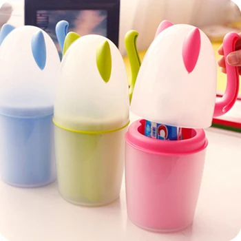 

Plastic Cat Toothbrush Cup Holder Bathroom Wash Tumbler Cup Blue/green