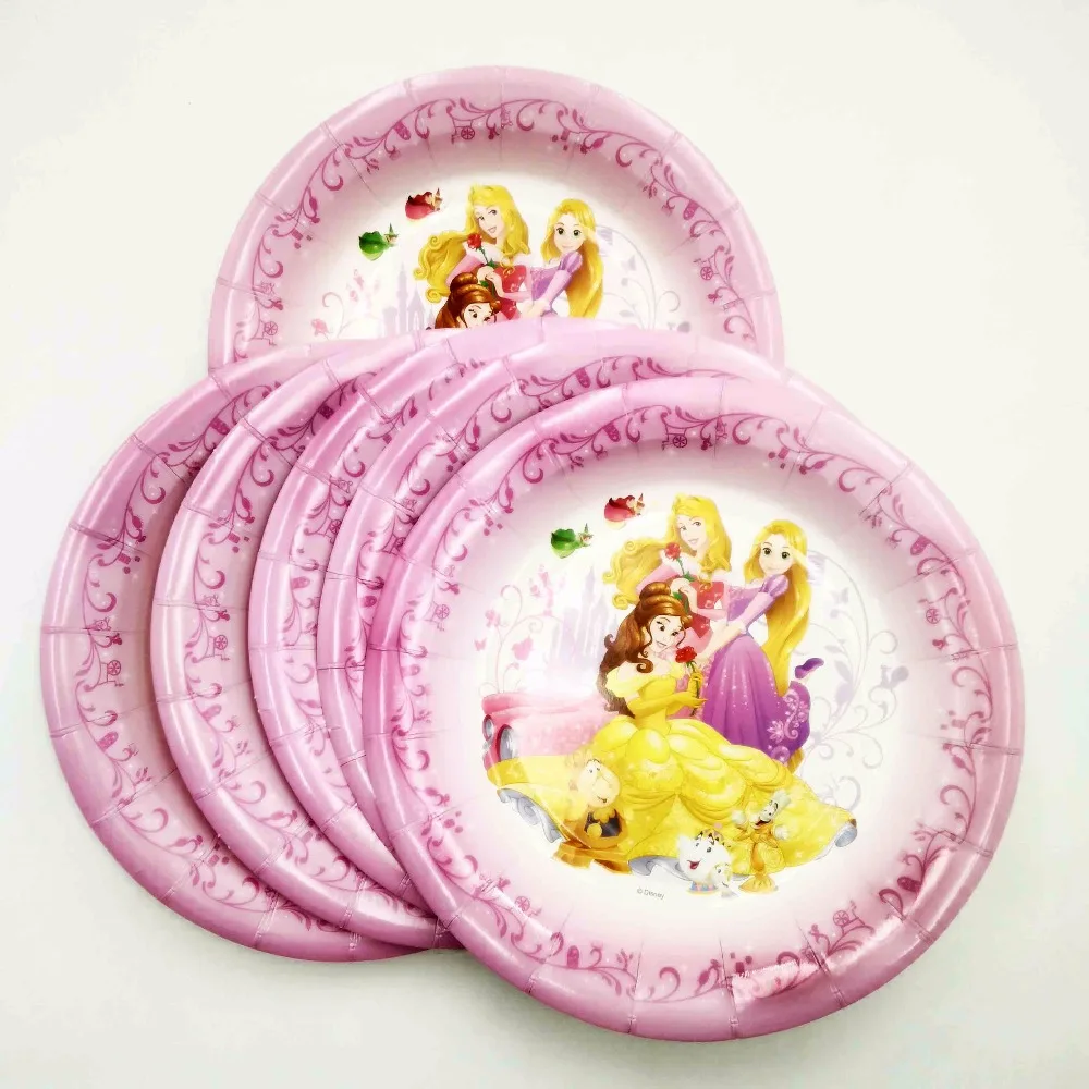 

6pc/set 7inch Princess birthday party supplies Plates For KidsParty Decoration Cartoon Princess Plate Favors Disposable plates