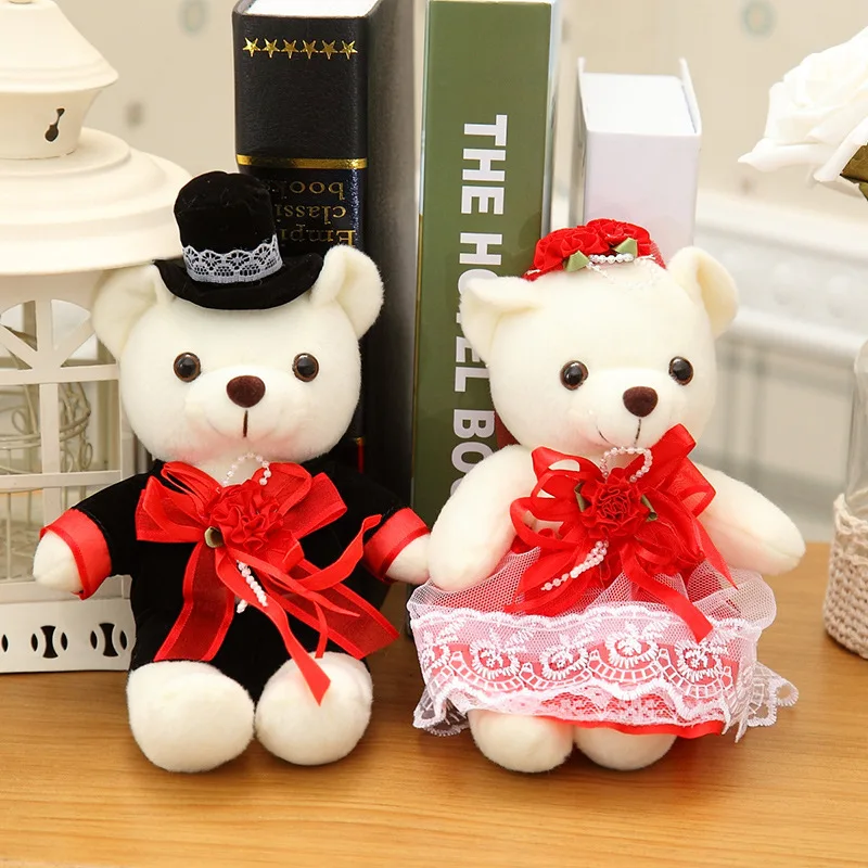 2pcs/set 20cm couple bear wedding teddy bear plush toys wholesale