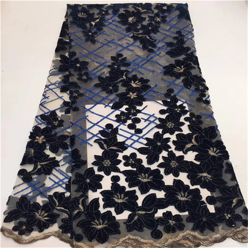 

African Velvet Lace Fabric 5 Yards 2019 New Design France Mesh Lace Fabric For Wedding Dress Bridal Nigerian Lace Fabrics