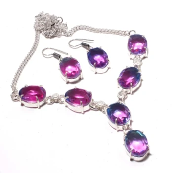 

Bi-color Necklace + Earings Silver Overlay over Copper, 46.7 cm , N3995
