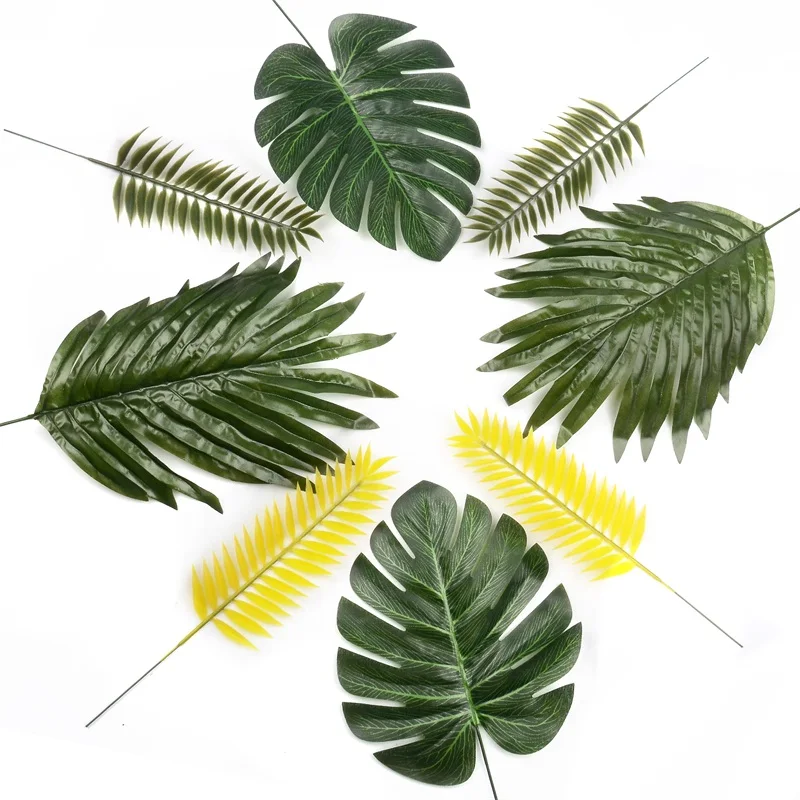 12 Pcs Artificial Palm Fake Monstera Tree Leaves Green Plastic Leaf Wedding Home Party Arrangement Decorationnt Decoration | Дом и сад