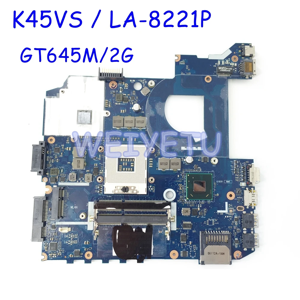 

K45VS GT645M/2G LA-8221P Motherboard For ASUS K45VD A45V K45V K45VM K45VJ K45VS A45V A85V Laptop Main Board Mainboard 100% Test