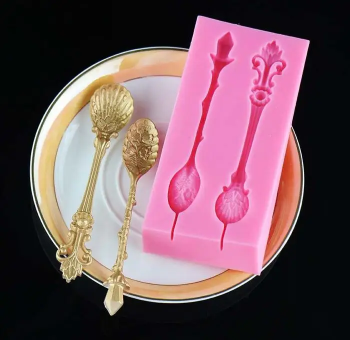 

Silicone Mold 1 pc European spoon mould sugar craft fondant cake decorating mould baking tool DIY