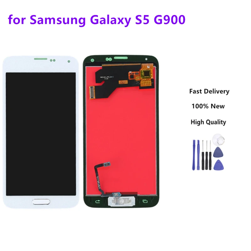 Высококачественный ЖК-для Samsung Galaxy S5 G900F G900M G900A G900T дисплей с сенсорным экраном