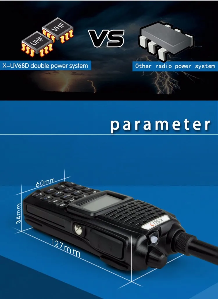 (1 шт.) KSUN UV68D Ham двухстороннее радио рации двухдиапазонный трансивер BUXUN X-68D (черный)
