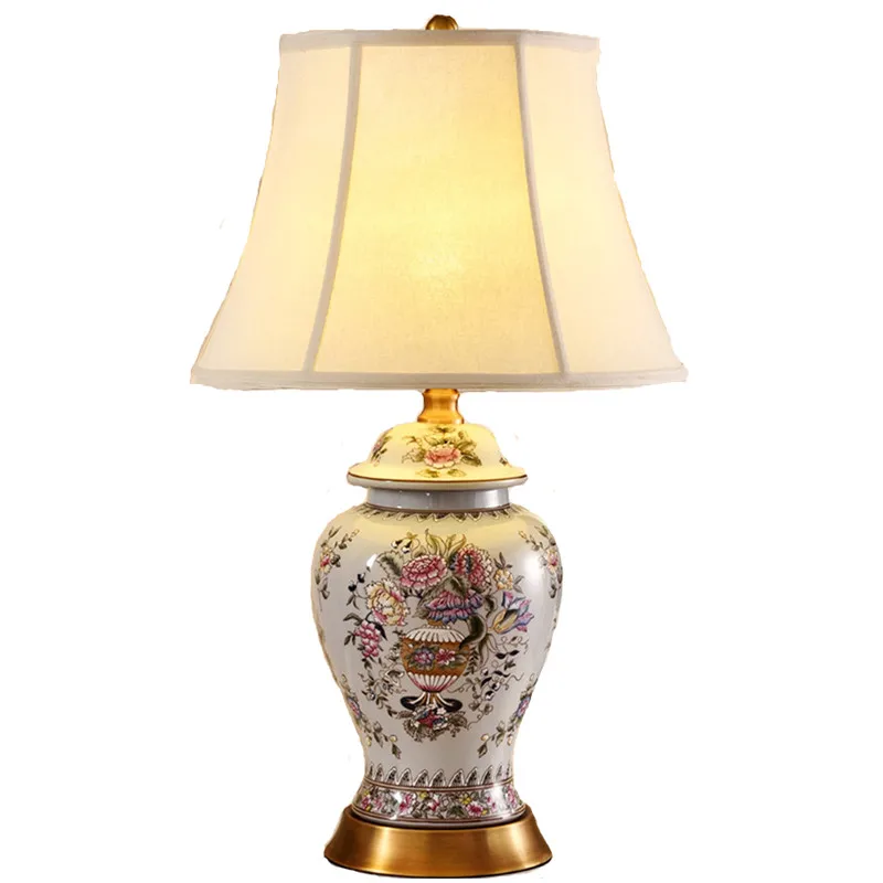 High End America Ethnic Style Hand Painted Ceramic Copper Table Lamp