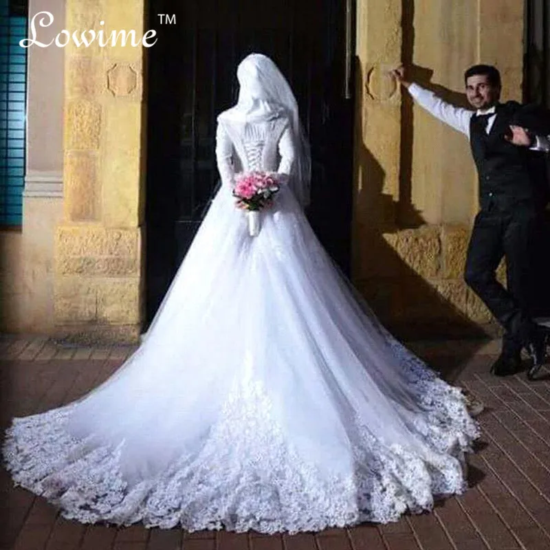 Robe De Mariage 2016 Fall Winter New Long Sleeves Wedding Dresses with font b Hijab b