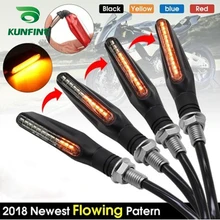KUNFINE 4X Универсальный течет воды мерцсветодио дный ания светодиодный мотоцикл поворотов Индикаторы шоры гибкие янтарный свет лампы