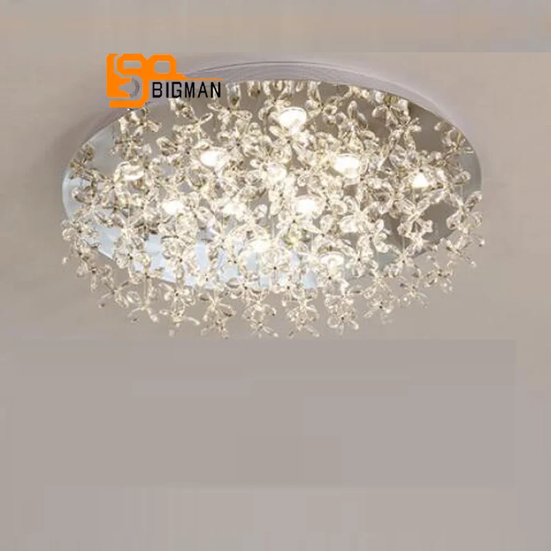 

new round crystal ceiling lights modern led verlichting plafond AC110V 220V lustre living room bedroom lamp