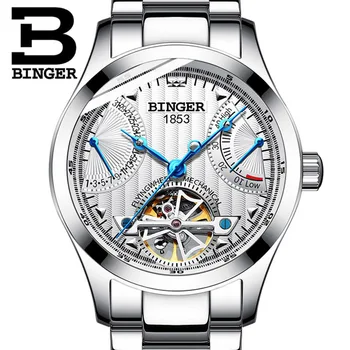 

BINGER Classic Series Sapphire Crystal Tourbillon Steel Waterproof Men Watch Top Brand Luxury Automatic Mechanical Watch 2019