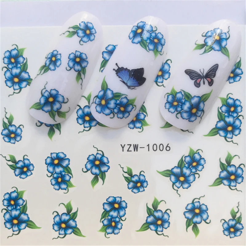 

WUF 1 PC Mixed Flower 23 Styles Water Transfer Sticker Nail Art Decals Beautiful DIY Decor Temporary Tattoos
