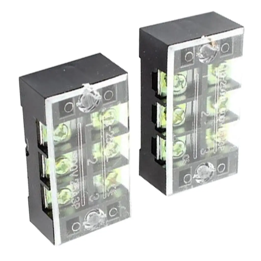 600V 25A Dual Row 3 Position Screw Barrier Terminal Block 10 Pcs Us95