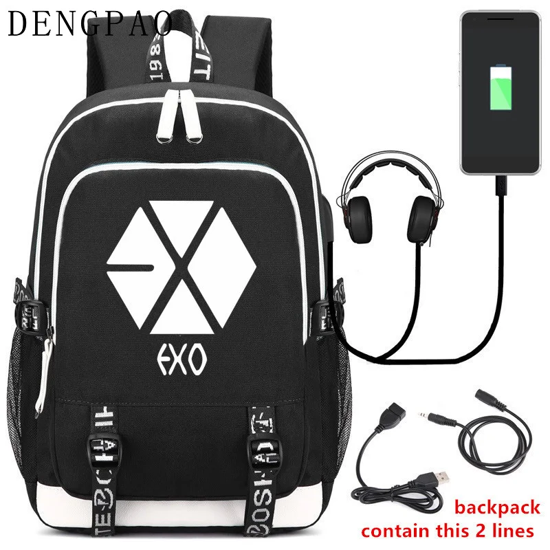 DENGPAO Kpop EXO черный рюкзак для ноутбука школьные сумки подростков девочек и