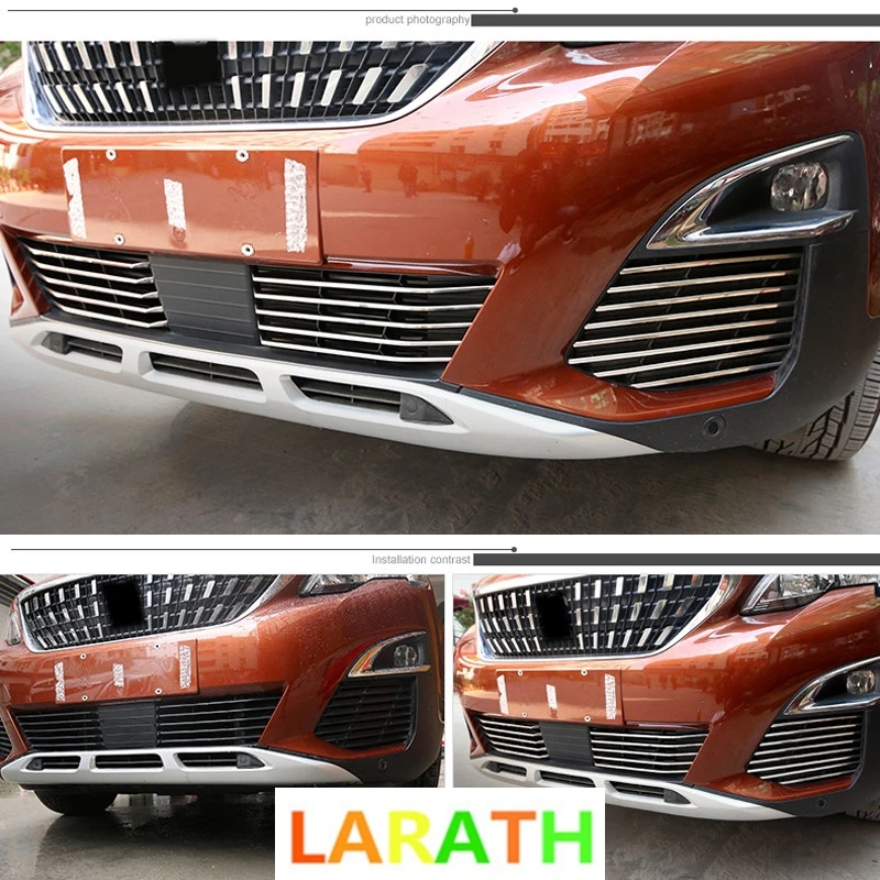 Для PEUGEOT 3008 GT 2016 2017 2018 26 шт./компл. нержавеющая передняя решетка гриля Нижняя