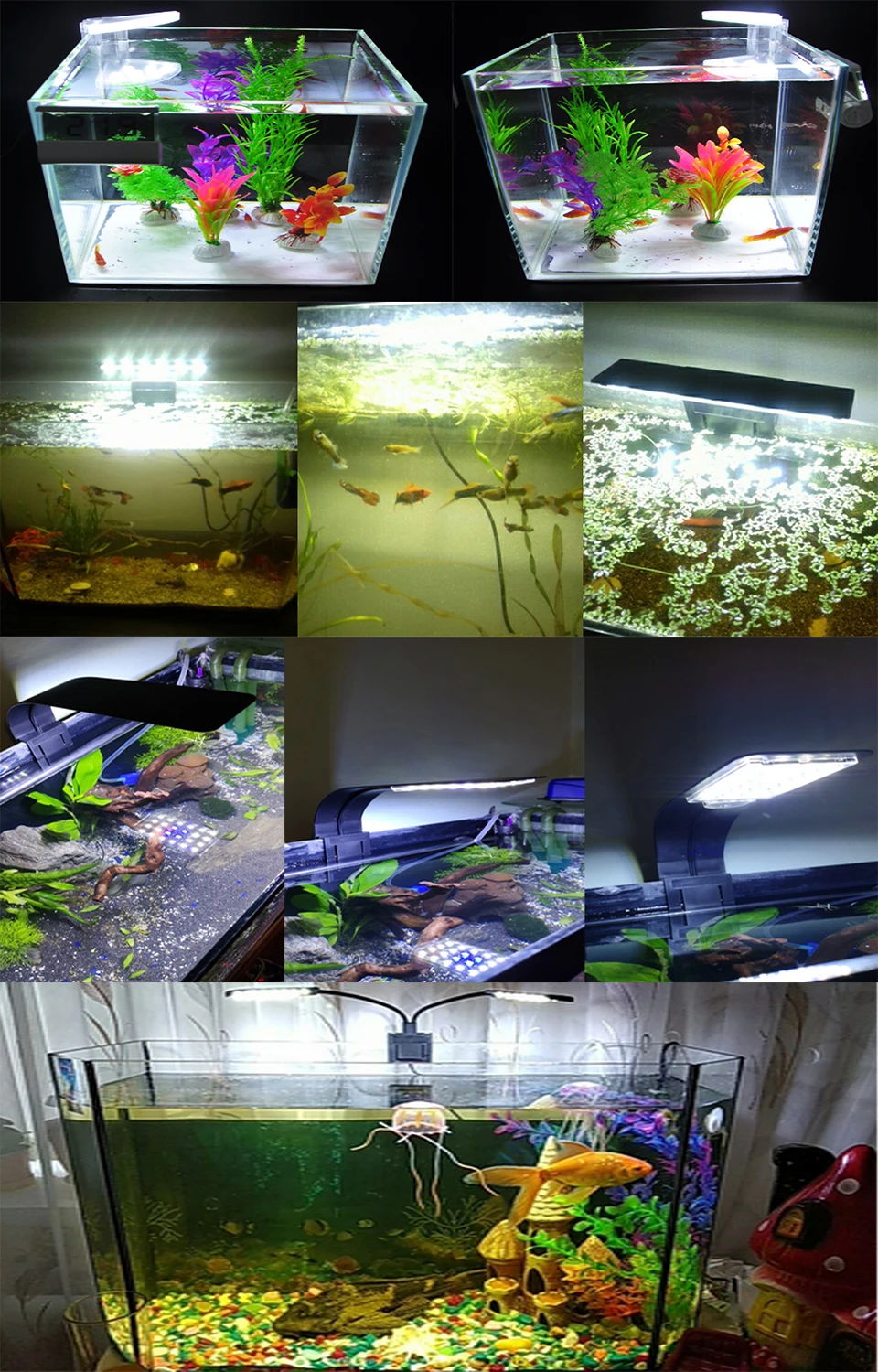 Супер тонкий светодиодный светильник для аквариума s светодиодный светильник для выращивания растений 5 Вт/10 Вт/15 Вт водные лампы для пресной воды Водонепроницаемая лампа для аквариумов