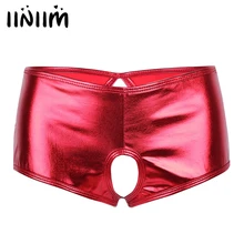 Iiniim, Горячая Клубная одежда, женское нижнее белье, Wetlook, искусственная кожа, с вырезами, открытая попа, сексуальные трусики, бикини, короткое нижнее белье, трусы