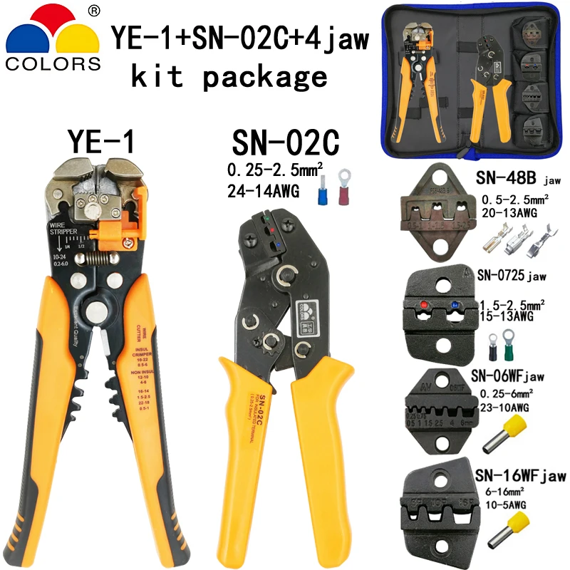 Цветные SN 02C обжимные клещи 0 25 0325 мм2 14 24AWG для изоляции неизоляционных клемм с