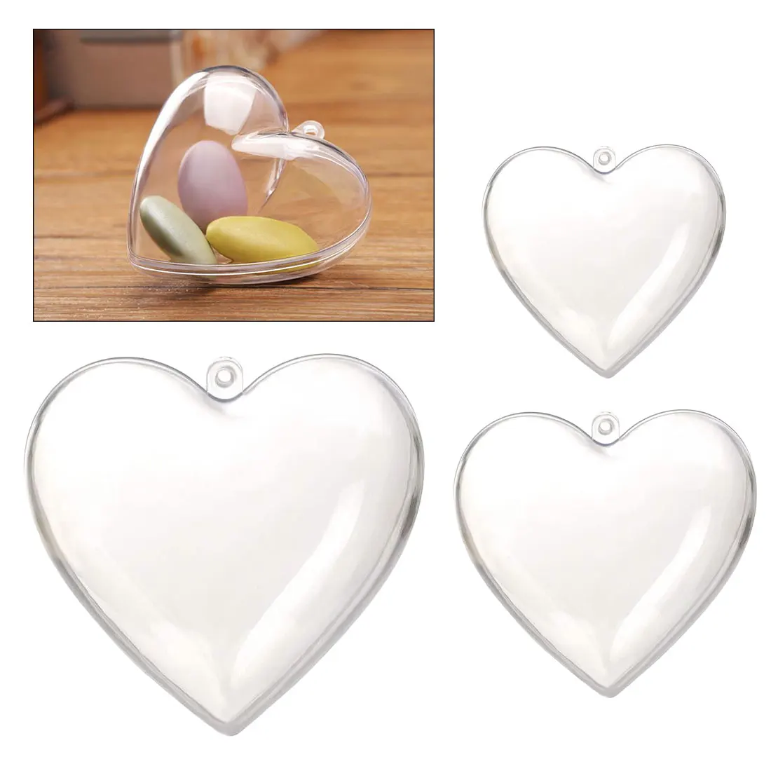 

Transparent Plastic Heart Flower Gift Box Candy Container Ball Gifts For Guests Baptism DIY Wedding Favor Party Decoration