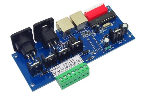 

4CH 4 channels x 4A with RJ45 interface RGBW LED Controller Easy DMX DMX512 Decoder,Dimmer,Drive,DC12V-24V for LED Strip Light
