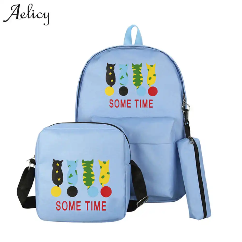 Aelicy Роскошные 3 шт./компл. Для женщин рюкзак школьный корейской Рюкзак Школьные сумки для девочек-подростков студент мешок холщовый рюкзаки