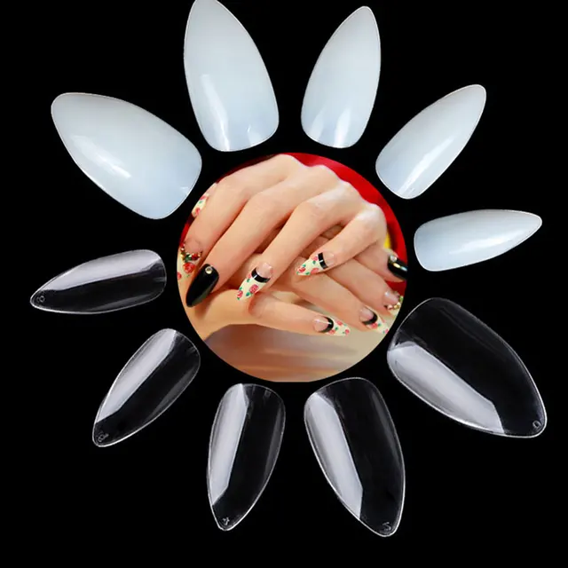 500pcs Pack Natural Color Oval Pointy Full False Nail Tips Almond 500pcs Pack Natural Color Oval Pointy Full False Nail Tips Almond Shape Acrylic Gel Claw