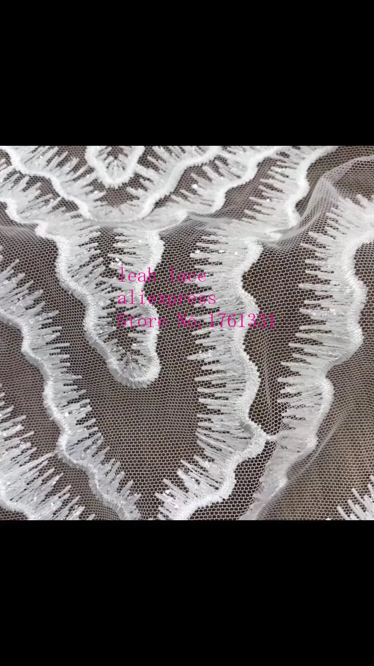 

5yards/bag ZC37# White wavy embroidery lace lace French cloth used for wedding dress stage Free shipping