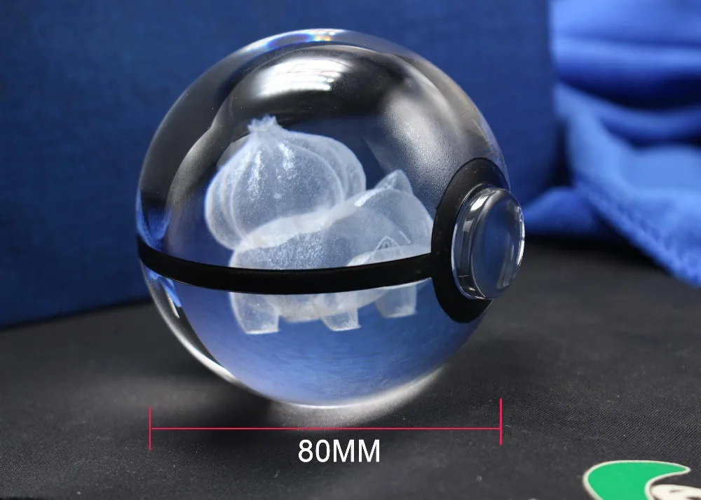 Горячие рождественские подарки кристалл Bulbasaur Гравировка 3D шар стекло Pokemon Go шар пресс-папье для детей подарки на день рождения