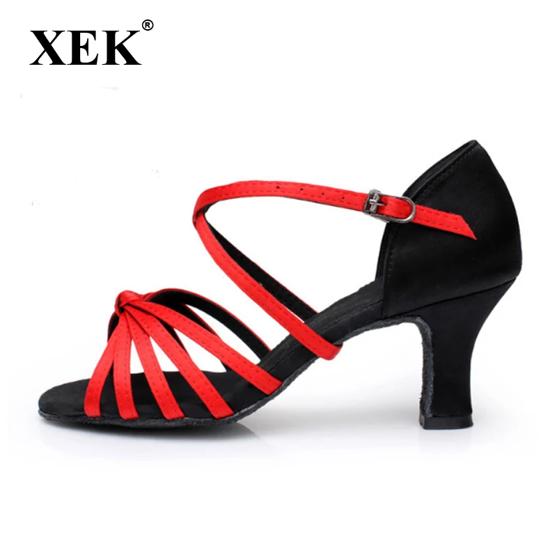 estación de televisión Cosquillas perspectiva XEK-zapatos de baile latino de satén/PU para mujer, calzado de baile de  salón con tacón de 5CM, talla 35-41, GSS79 - AliExpress