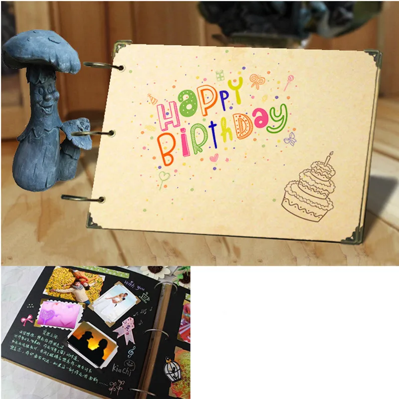 Large Size Blank Black Loose-Leaf Notebook Hand-Painted Graffiti Kraft Handmade DIY Photo Album with Pack for Scrapbooking | Дом и сад