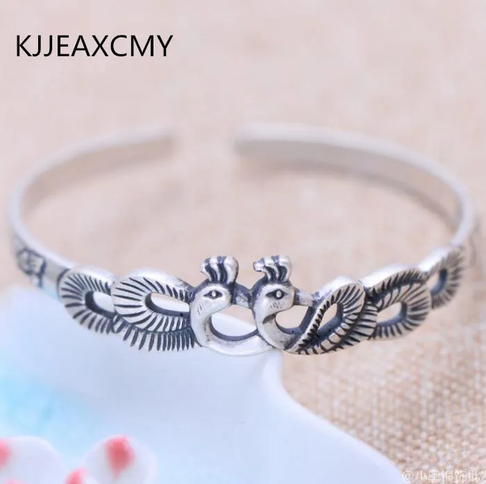 

KJJEAXCMY s999 sterling silver jewelry female models two peacocks Bangles free shipping