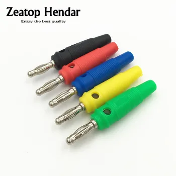 

50Pcs 5 Color 4mm Nickel Plated Banana Plug for Probes Binding Post Red and Black 55mm Long