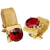 HAWSON Mens Cufflinks with Chain - Stone and Shiny Gold Tone Shirt Accessories - Party Gifts for Young Men ► Photo 2/5