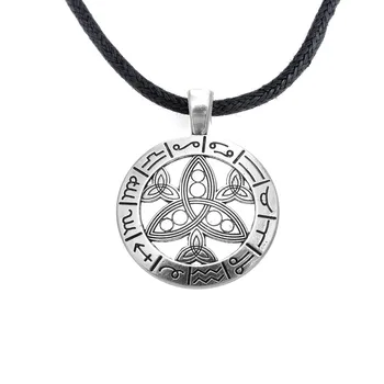 

EUEAVAN 30pcs Viking Symbol Irish Knot Pattern Pendant Necklace Wheel of The Year Pagan Jewelry For Men Women Antique Silvery
