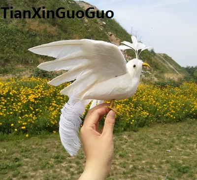 

about 25x30cm white feathers phoenix bird hard model spreading wings phoenix prop handicraft home garden decoration s1881