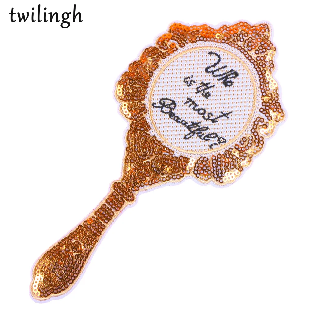 

twilingh Patches Sewing Iron-On Accessories Patchworks Magic Mirror Embroidered Sequined Patches For Clothing